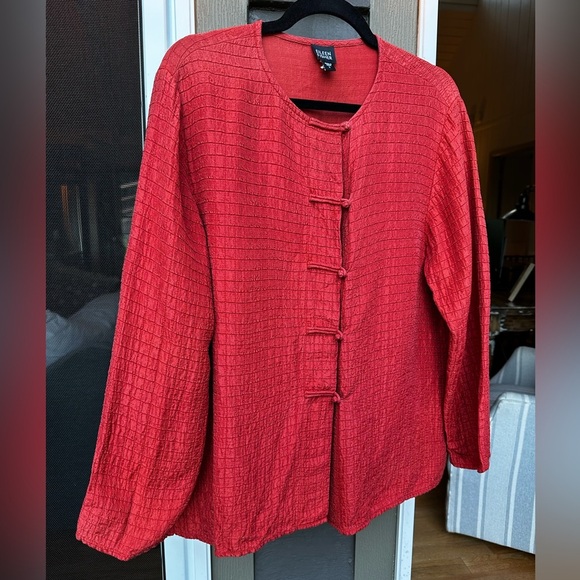 Eileen Fisher Women’s Mandarin Silk Cardigan Jacket Frog Button Size Large - Picture 3 of 8